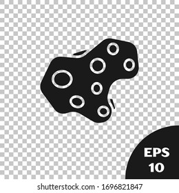 Black Asteroid icon isolated on transparent background.  Vector Illustration
