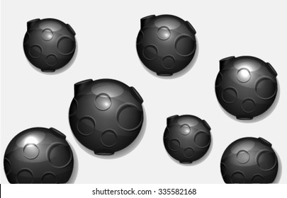 Black Asteroids over white background