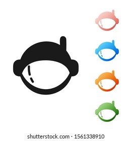 Black Astronaut helmet icon isolated on white background. Set icons colorful. Vector Illustration