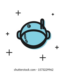 Black Astronaut helmet icon isolated on white background.  Vector Illustration