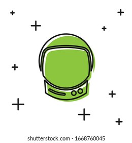 Black Astronaut helmet icon isolated on white background.  Vector Illustration