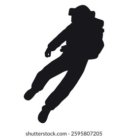 Black Astronaut in space Silhouette Vector Illustration
