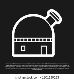 Black Astronomical observatory icon isolated on black background.  Vector Illustration