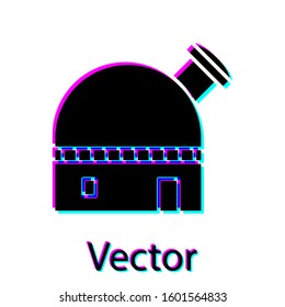 Black Astronomical observatory icon isolated on white background.  Vector Illustration
