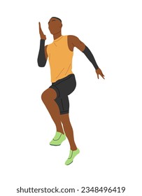 Deportista atleta negro que realiza actividades deportivas, ejercicios de fitness. Entrenamiento de hombres afroamericanos, haciendo ejercicio en coloridas y modernas artes deportivas. Estilo de vida saludable. Ilustración del vector aislada en blanco