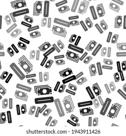 Black ATM - Automated teller machine and money icon isolated seamless pattern on white background.  Vector