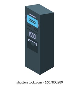 Black ATM icon. Isometric of black ATM vector icon for web design isolated on white background