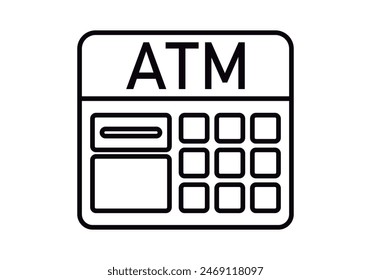 Black atm teller icon on white background