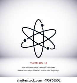 Black atom icon, flat design best vector icon
