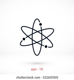 Black atom icon, flat design best vector icon