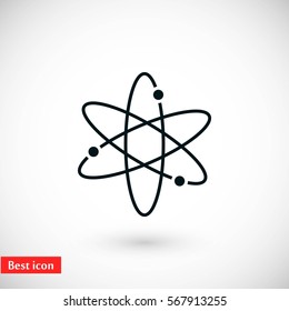 Black atom icon, flat design best vector icon