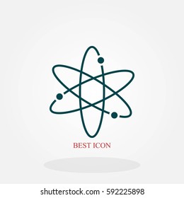 Black atom icon, flat design best vector icon