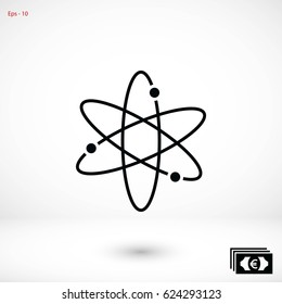 Black atom icon, flat design best vector icon