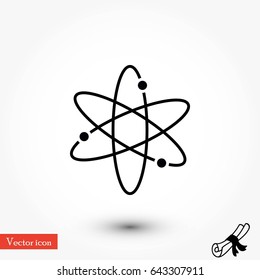 Black atom icon, flat design best vector icon