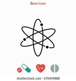 Black atom icon, flat design best vector icon