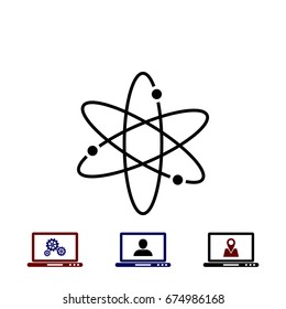 Black atom icon, flat design best vector icon