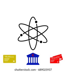 Black atom icon, flat design best vector icon