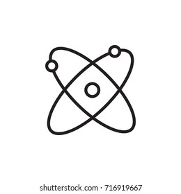 Black atom icon on the white background