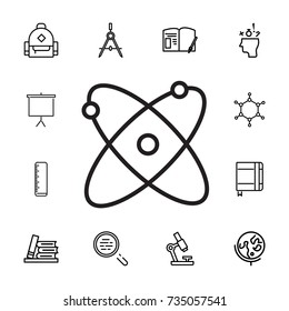 Black atom icon on the white background. set of education icons