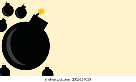 black atomic bombs lined up glowing