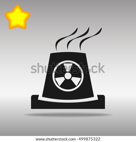 black atomic power station Icon button logo symbol concept high quality on the gray background