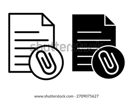 Black attachment file icon bundle ideal for email systems, linking documents, and organizing digital files.