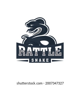 black attacking snake silhouette logo design, emblem logo, vintage, vector illustration. Eps 10