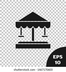 Black Attraction carousel icon isolated on transparent background. Amusement park. Childrens entertainment playground, recreation park.  Vector Illustration