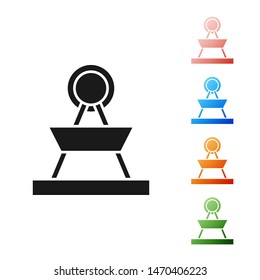 Black Attraction carousel icon isolated on white background. Amusement park. Childrens entertainment playground, recreation park. Set icons colorful. Vector Illustration