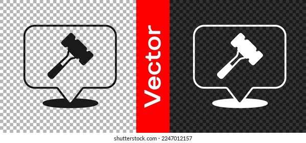 Black Auction hammer icon isolated on transparent background. Gavel - hammer of judge or auctioneer. Bidding process, deal done. Auction bidding.  Vector