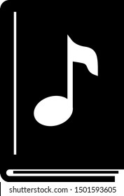 Black Audio book icon isolated on white background. Musical note with book. Audio guide sign. Online learning concept.  Vector Illustration