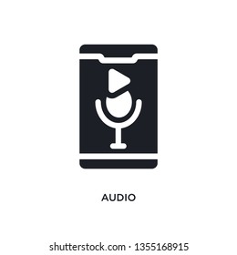 black audio isolated vector icon. simple element illustration from mobile app concept vector icons. audio editable logo symbol design on white background. can be use for web and mobile