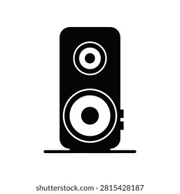 Black audio speaker icon for music and media interface design.