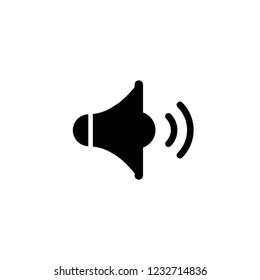 black audio speaker isolated on white background. Flat simple vector illustration. megafon icon. Music, listen, audio file.