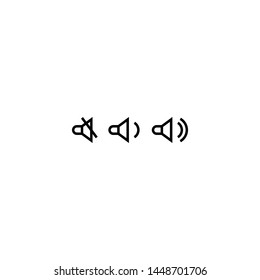 black audio speaker isolated on white background. Volume level, loud or quiet. Flat simple vector illustration. 