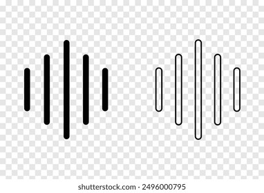 Black Audio technology, music sound waves vector icon illustration. Sound waves icon vector isolated on transparent background, Sound waves sign, line or linear symbol. Eps file 166.