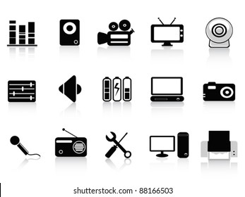 Black Audio, Video And Photo Icons