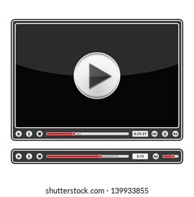 Black audio and video players, vector eps10 illustration