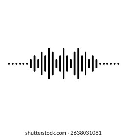 Black Audio Waveform Icon on White Background in Minimalist Style for Digital and Creative Projects