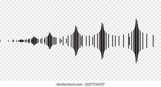 Black Audio Waveform Icon on Transparent Background