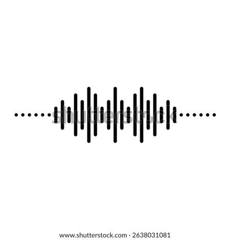 Black Audio Waveform Icon on White Background in Minimalist Style for Digital and Creative Projects