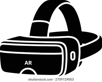 Schwarzes Augmented Reality Headset mit A R Text und Nummer 0 Virtual Reality