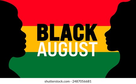 Black August is observed every year in August. Holiday concept. Template for background, banner, card, poster, placard, design template with unique shapes with standard color.
