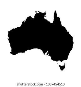Black Australia map on white background
