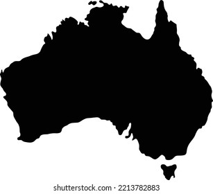 Black Australia map on white background
