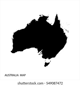 Black Australia map on white background. Vector illustration eps 10. 