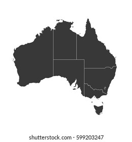 Black Australia map on white background