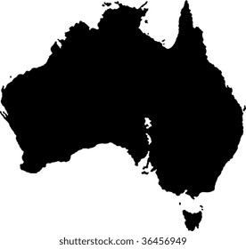 Black Australia map with region borders