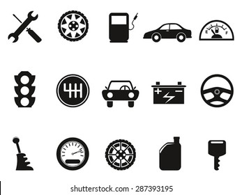 black auto icons set