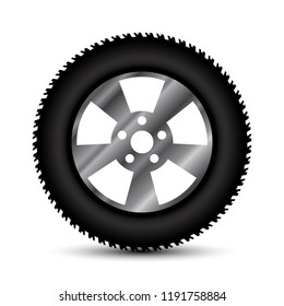 Black auto tire on white background - for stock
